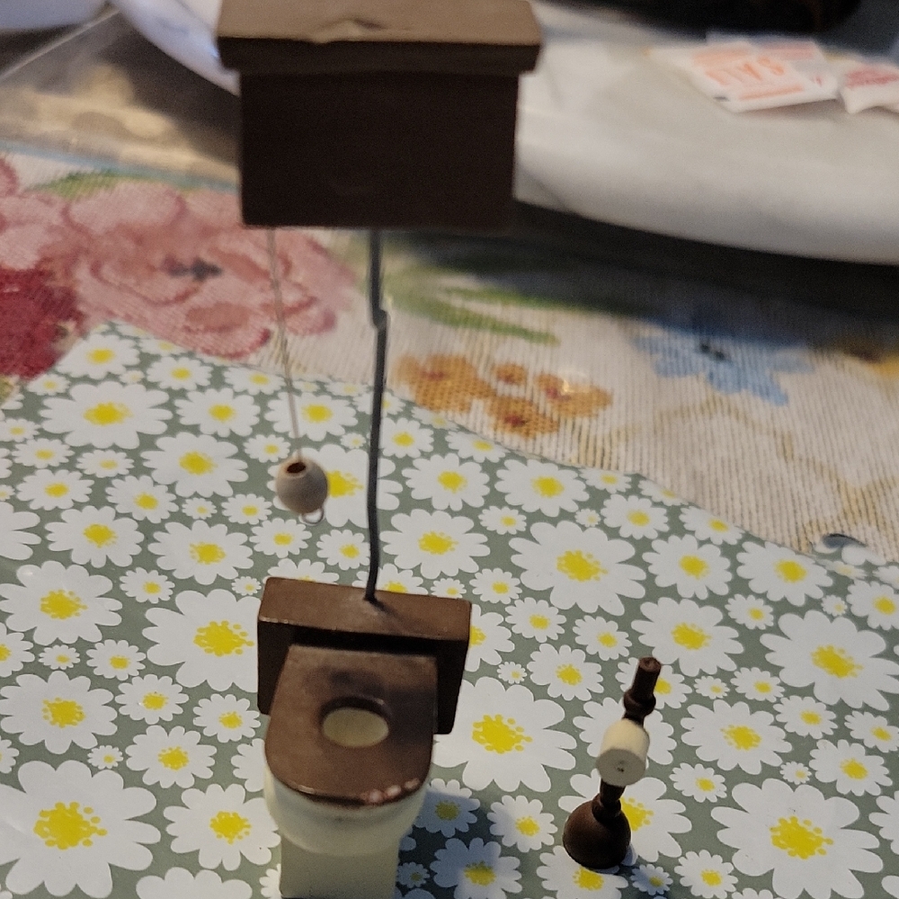 Miniature Brown and Cream Toilet Set